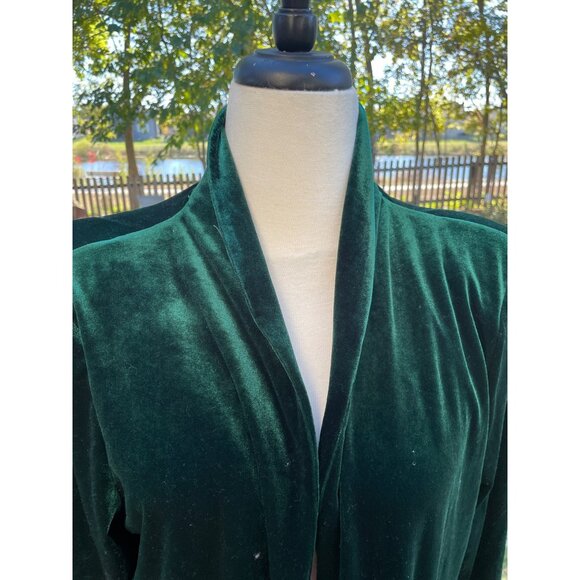 Velvet Green Long Duster Cardigan With Pockets Womens 2XL 95% Polyester 5% Elast - Picture 2 of 9